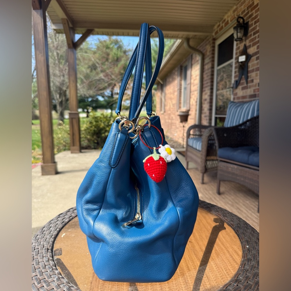 Coach Blue Pebbled Leather Shoulder Bag - Picture 4 of 12